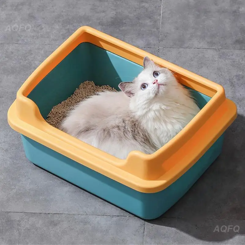 

Semi-enclosed Cat Toilet Semi-closed Splashproof Cat Tray 48*36*22.5cm Cat Supplies Cat Potty Large Capacity Cat Litter Box