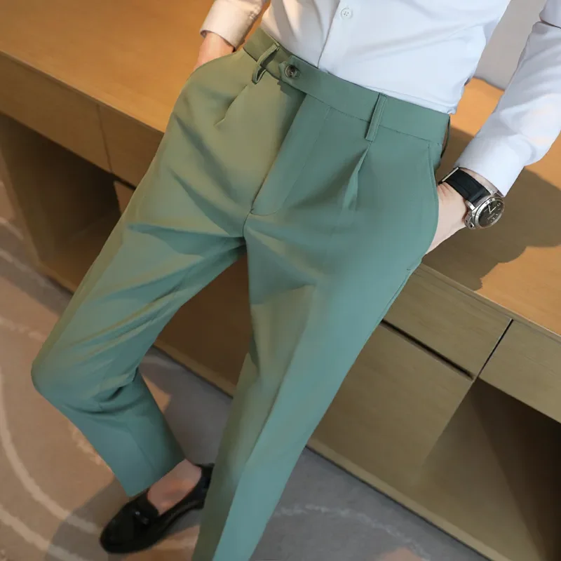 

2023 Spring New 10 Colors Fashion Mens Suit Pant Solid Business Slim Fit Dress Pants High Quality Formal Office Social Trousers