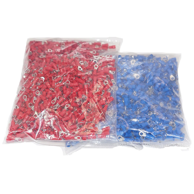 Fio Crimp Conectores Terminais Isolados Anel Elétrico m3 m4 m5 m6 m8 1000 Pcs 1614awg 22-16awg 12-10awg