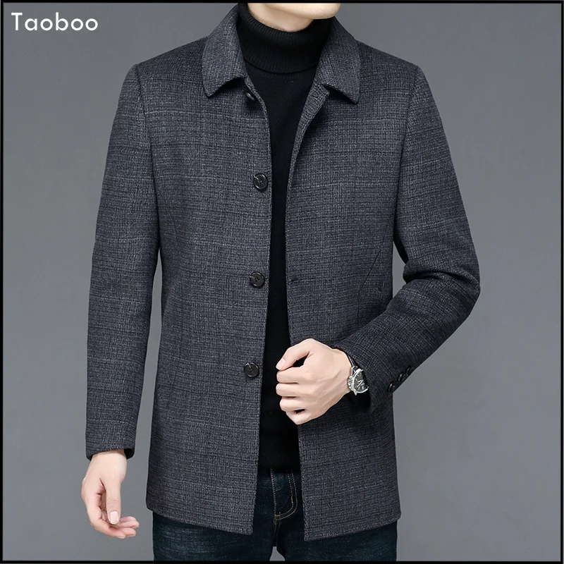

New Business Casual Men's jacket Winter&Fall Lapel Duck Down Liner jackets 2024 Solid Vintage Classic Style Woolen Windbreaker