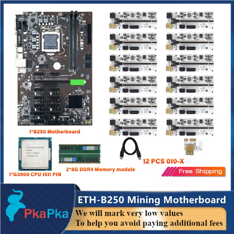 

Семейная материнская плата для майнинга, поддержка 12 GPU LGA1151 DDR4, максимум 16 Гб для 12 pcie 1x 16x, графическая карта, Риг для майнинга биткоинов, эфи...