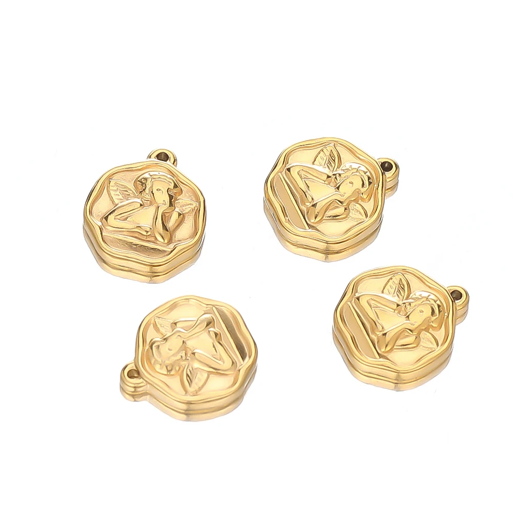 5pcs Stainless Steel Cute Angel Pendant Charms for DIY Necklace Making Handmade Components Bracelet Findings Jewelry Accessories - купить по