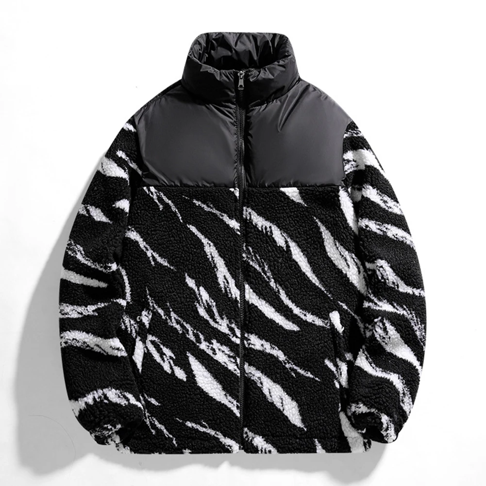 

Jacket MEN'S Coat Youth Clashing Zebra Print Fleece Full Zip Jacket Fleece Jacket Long Sleeve Men's Cotton Jacket