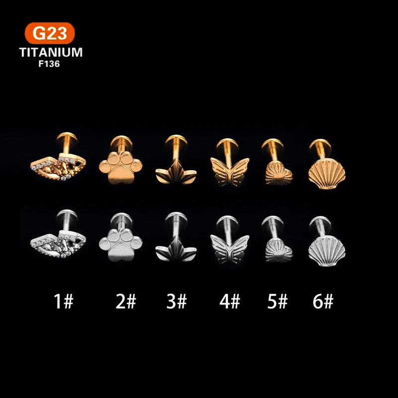 

1PC G23 Titanium Stud Earrings16G Piercing Ear Tragus Cartilage Zircon Body Jewelry Helix Daith Lip Lobe Pin Wholesale