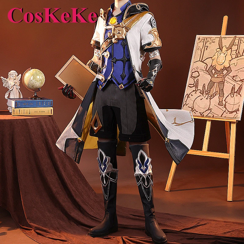 CosKeKe Albedo Косплей Аниме Игра Genshin Impact Костюм Красивая Мода Боевая Униформа Мужчины