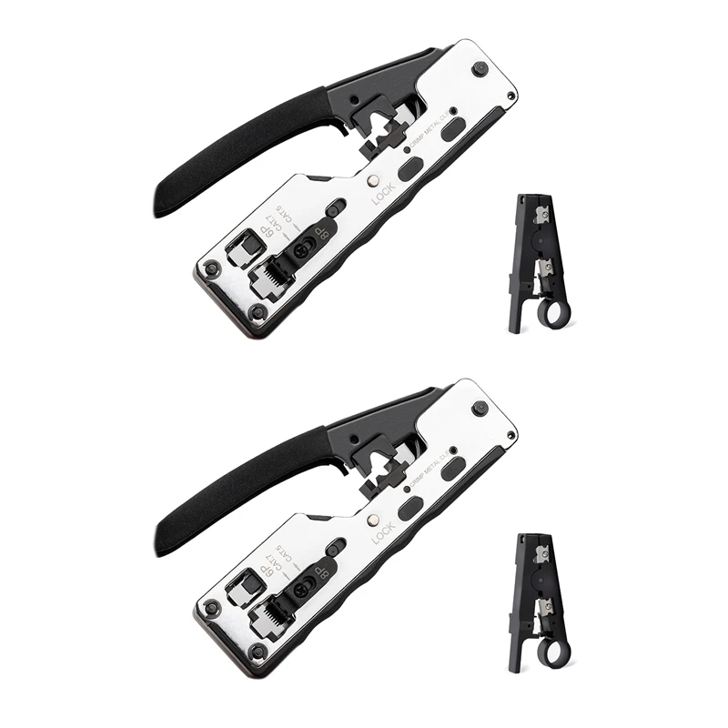 

2X Combo Network Rj45 Tool Telecom Crimping Crimper For Rj45 Cat7 Cat6a Cat6 Cat5 Rj11 Rj12 Modular