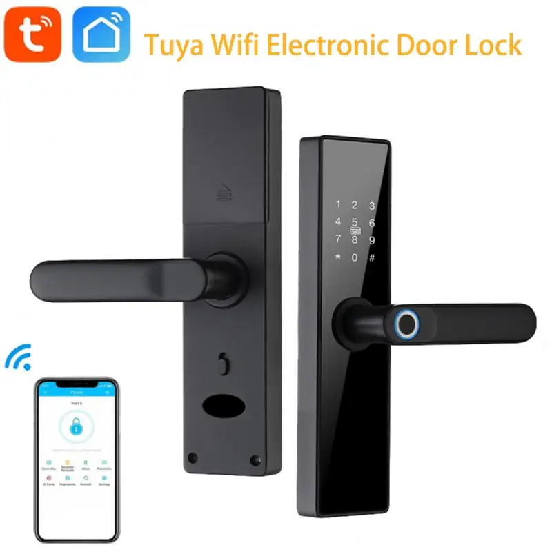 

Электронный дверной замок Tuya с Wi-Fi, дистанционное управление через приложение Tuya, биометрический сканер отпечатков пальцев, смарт-карта, па...
