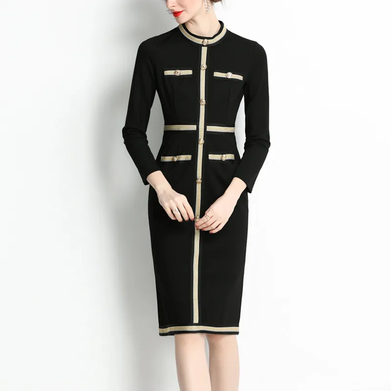 

2022 Winter Autumn Elegant Long Sleeve Bodycon Dress New Arrival Casual Dresses