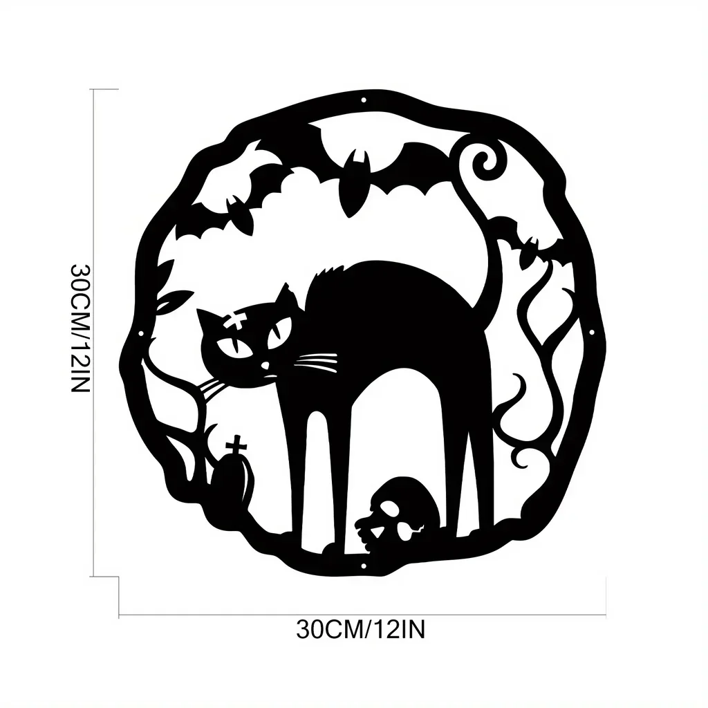 Современный страшный настенный знак для дома и улицы венок с изображением кошки