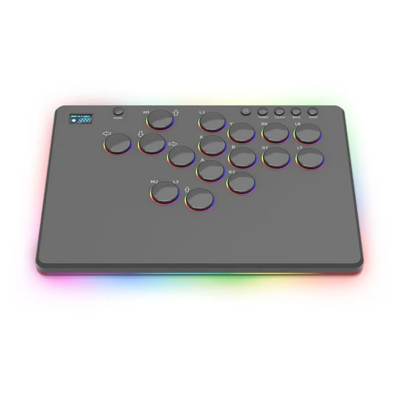 Фото Новый CEYYOR 2026 года, 14-кнопочный аркадный джойстик Hitbox с RGB-подсветкой, программируемыми макросами и настраиваемыми кнопками для файтинг-игр SF6. №1