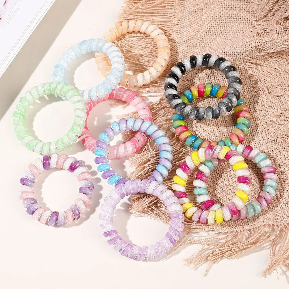 

Multicolor Stretch Spiral Cord Hair Ring Hair Rope Headwear Multicolor Telephone Wire Colorful Scrunchies Elastic Hair Tie Girl