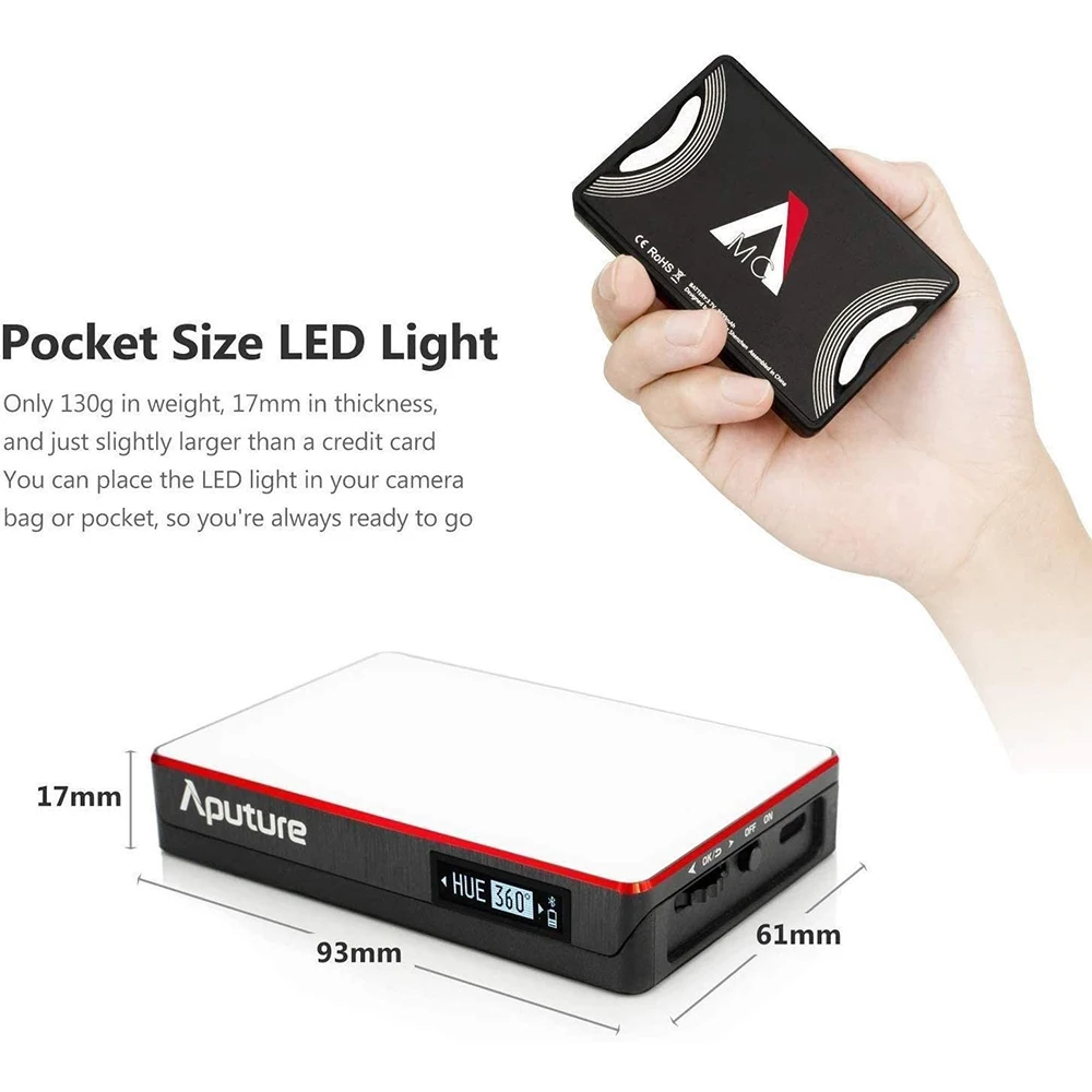 Aputure MC AL-MC RGBWW Светодиодная лампа s 3200K-6500K освещение для фотосъемки цветовая