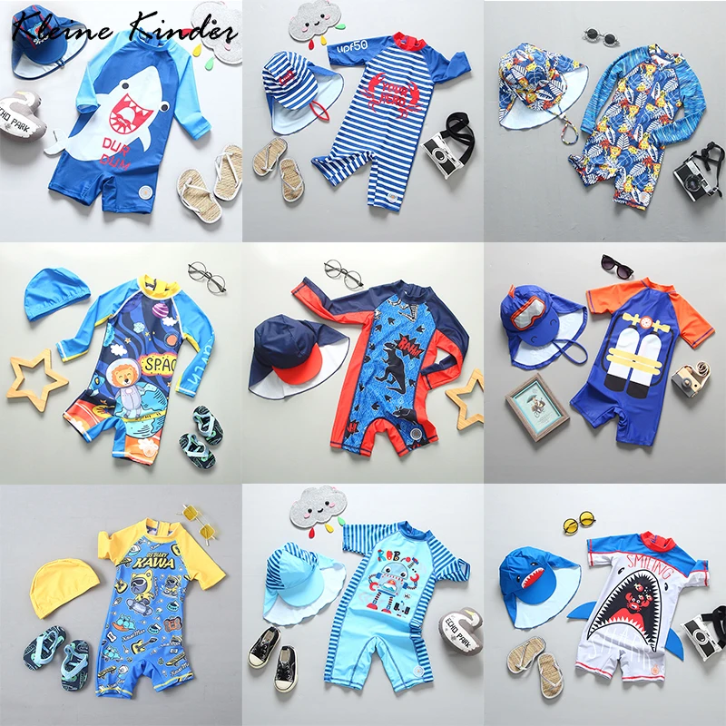 Купальный костюм для мальчиков Цельный купальник с УФ-защитой и принтом акулы