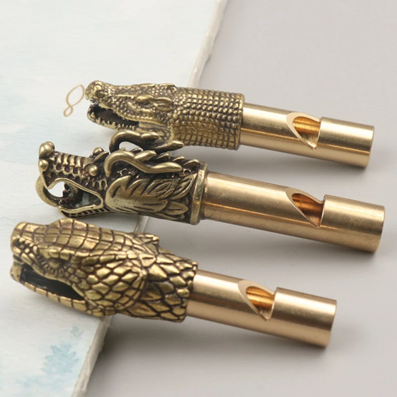 

Brass Handicraft Key Buckle Pendant Dragon Head Whistle Retro Bronze Trinket Car Keyring Variety Shapes Animal Gift Decoration