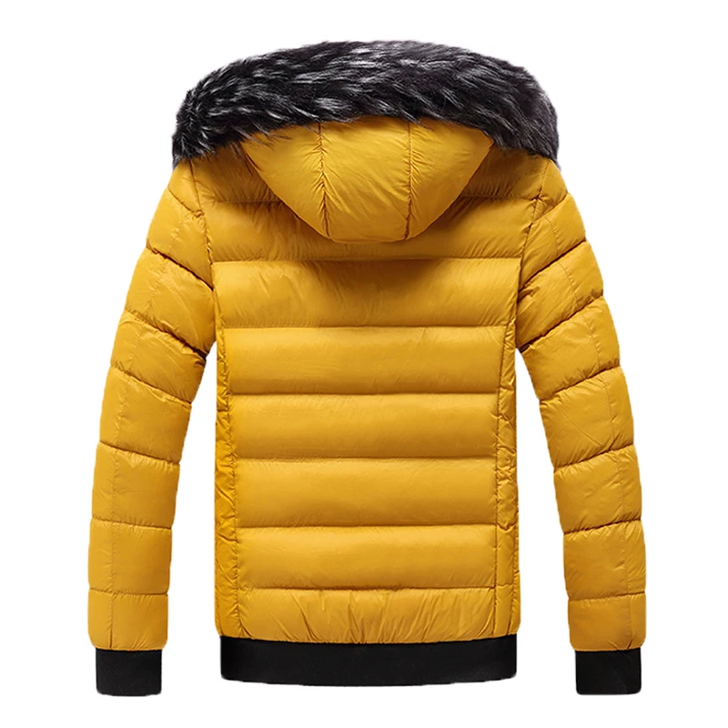 Winter Warm Men Hooded Parkas Jacket Coat Men Fur Collar Thick Fleece Parkas Men Outerwear Wool Windproof Down Jacket Coats Men