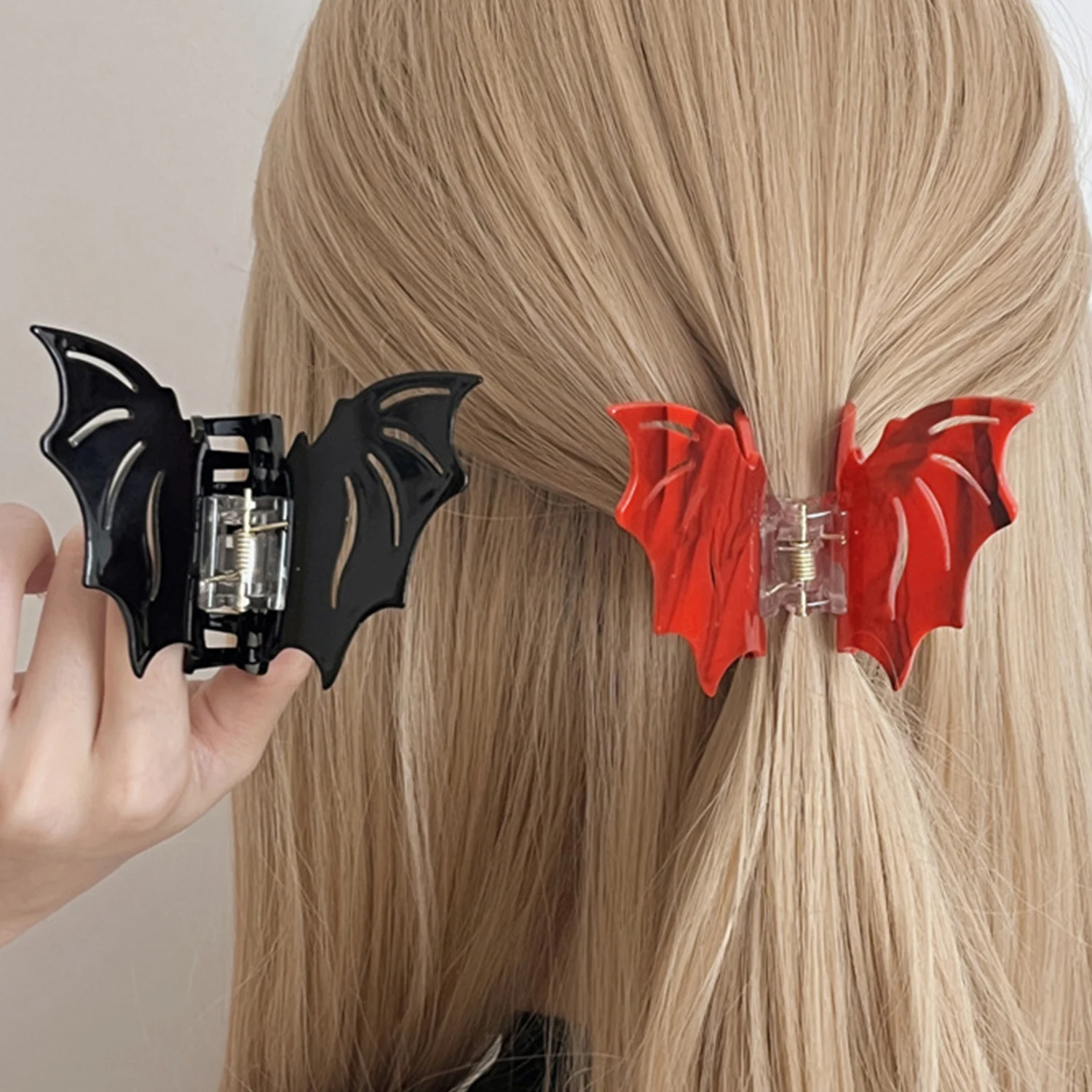 

2023 Three-dimensional Bats Hair Claws Grip Clip Cute Hair Clips Hair Accessories For Women Hollow Out Solid Color Ponytail Clip