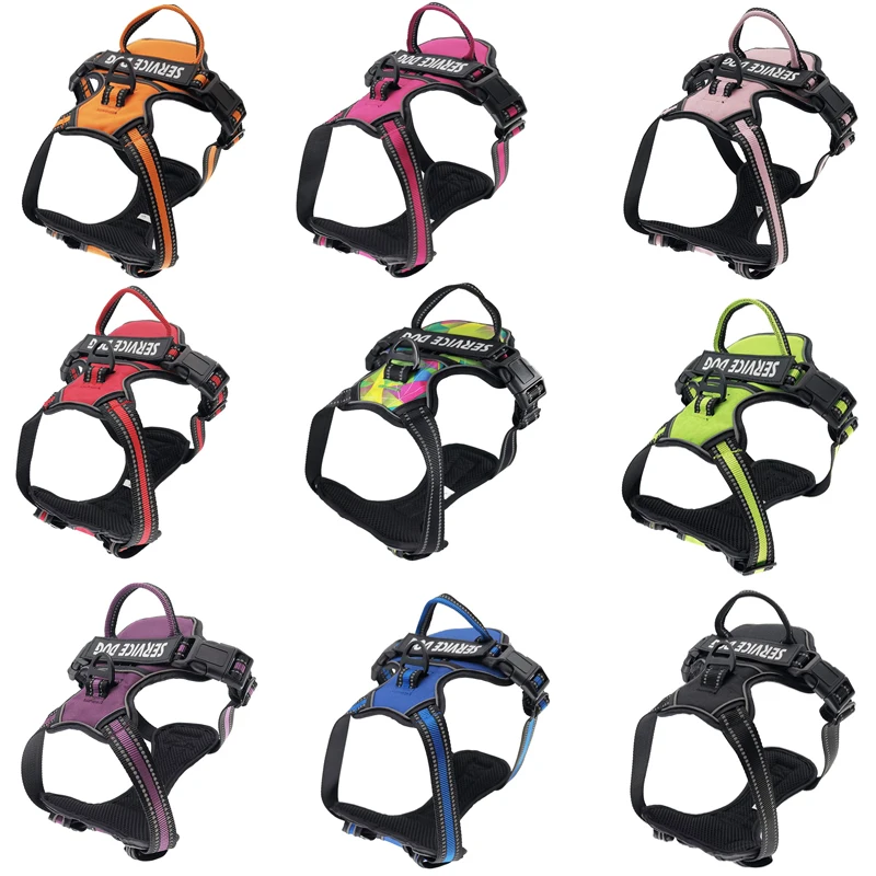 New Reflective Dog Harness Leash Adjustable Mesh Pet Collar Chest Strap Leash Harnesses With Traction Rope Pet Accessories