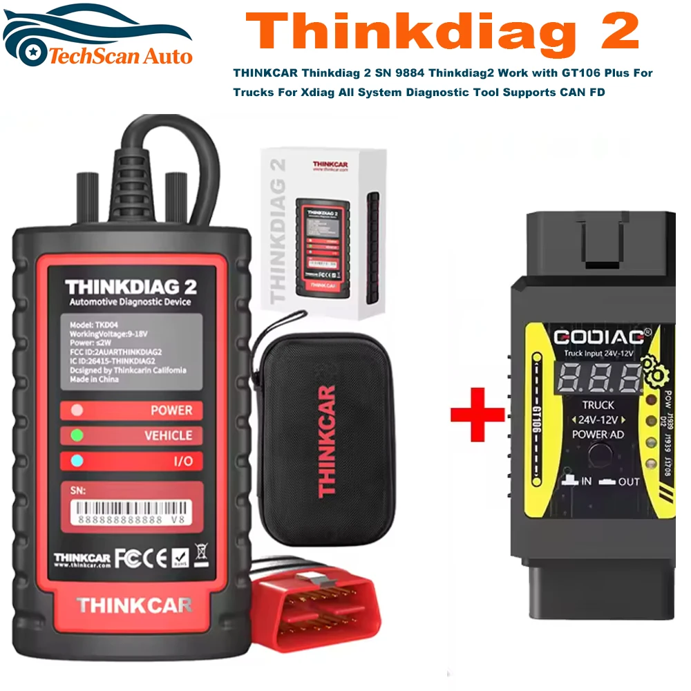 Фото THINKCAR Thinkdiag 2 SN 9884 Thinkdiag2 работает с GT106 Plus для грузовиков, для Xdiag, инструмент для диагностики всех систем, поддерживает CAN FD. №1