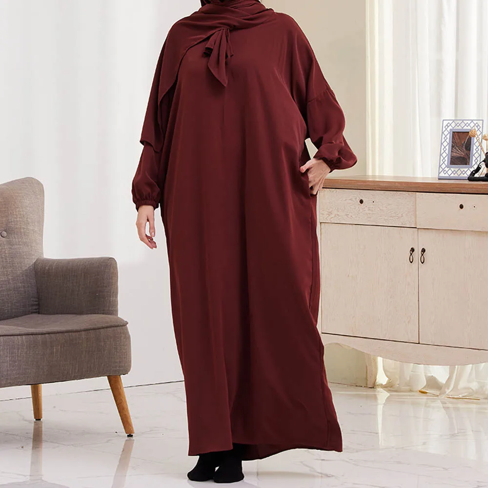 Ramadan Eid Muslim Hijab Dress Islam Kaftans Abayas For Women Arab Prayer Dress Dubai Turkish Turban Robe African Musulmane