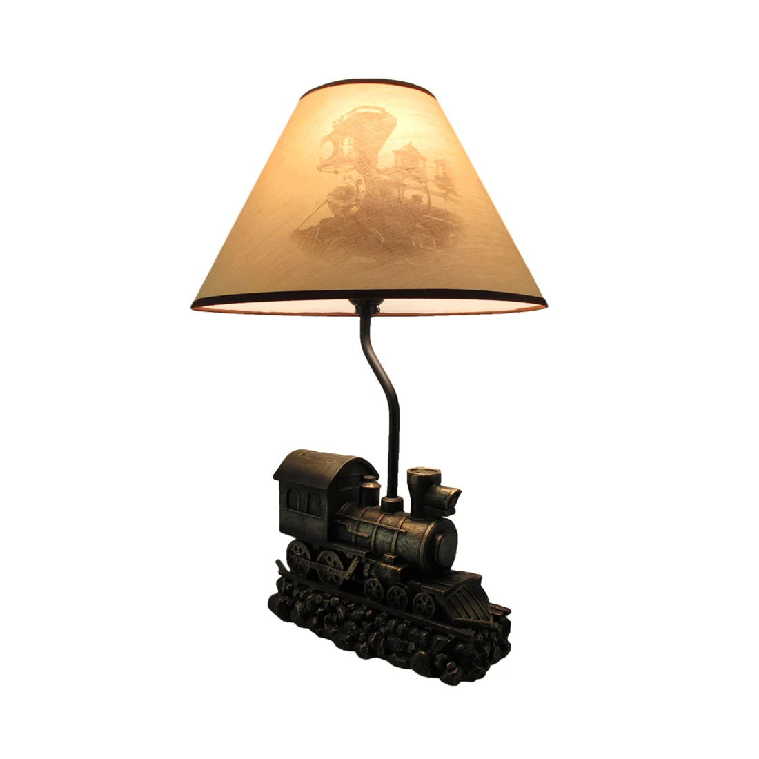 

Light in the Tunnel Steam Train Engine Table Lamp with Shade