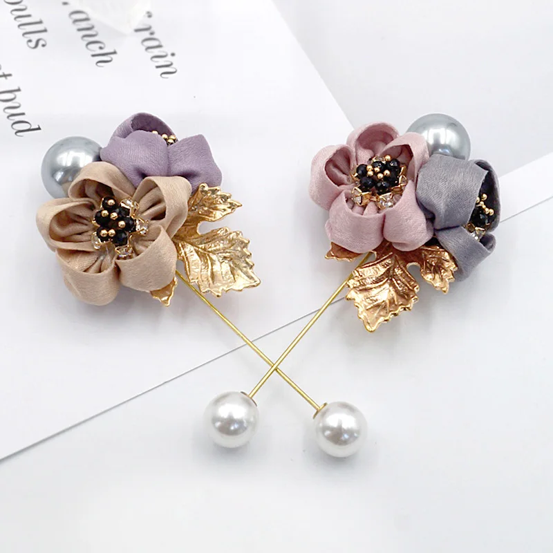 

Женская Брошь В Виде Цветка из ткани с жемчугом