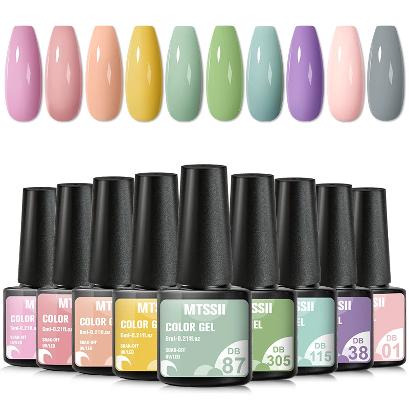 

Mtssii 10/6Pcs Gel Nail Polish Set 6ml Semi Permanent Hybrid Varnish Color Gel Kit Soak Off UV Gel Varnish Manicure Nails