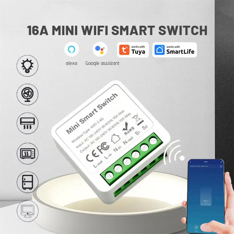 Мини-умный переключатель Tuya Wi-Fi/Zigbee 16A 1/2/3/4 Gang Поддержка двустороннего управления