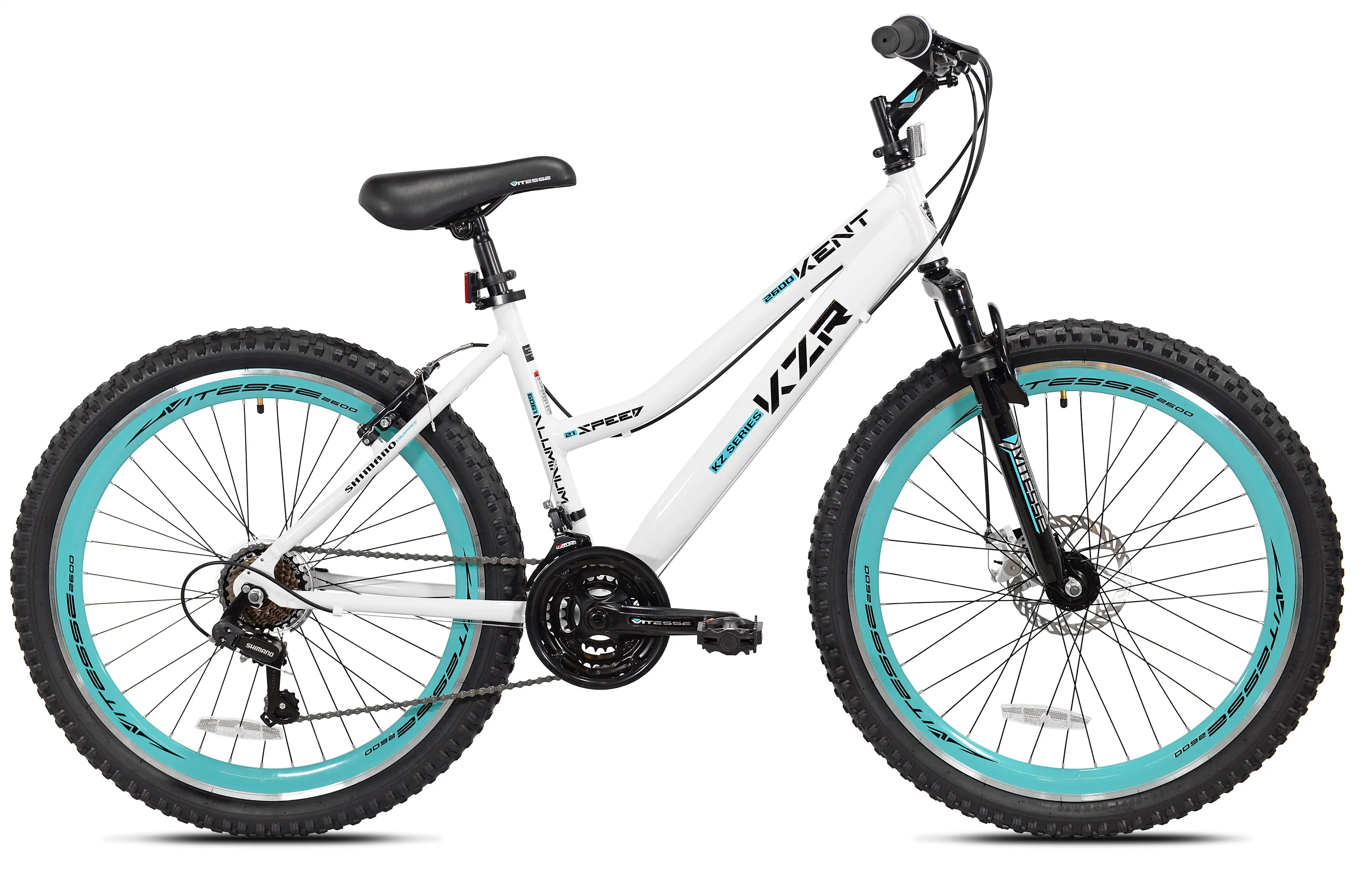 

Kent 26 In. KZR Mountain Women's Bike, White and Teal Rim