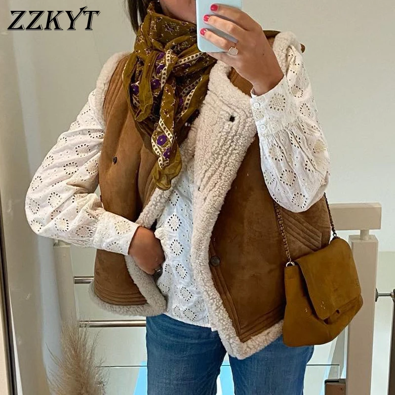 

Женский жилет, зимний модный плотный теплый жилет из искусственного меха с круглым вырезом, Свободный жилет, осенний кардиган без рукавов, женская верхняя одежда