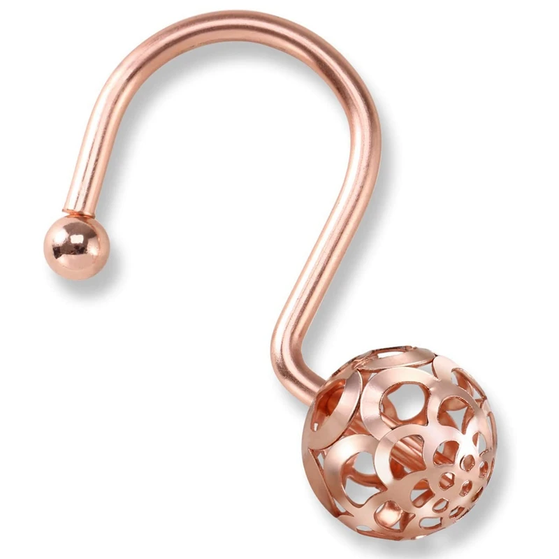 

Rose Gold Shower Curtain Hooks Rings,Set Of 24 Decorative Shower Curtain Hooks,Metal Rustproof Shower Rings For Bathroom