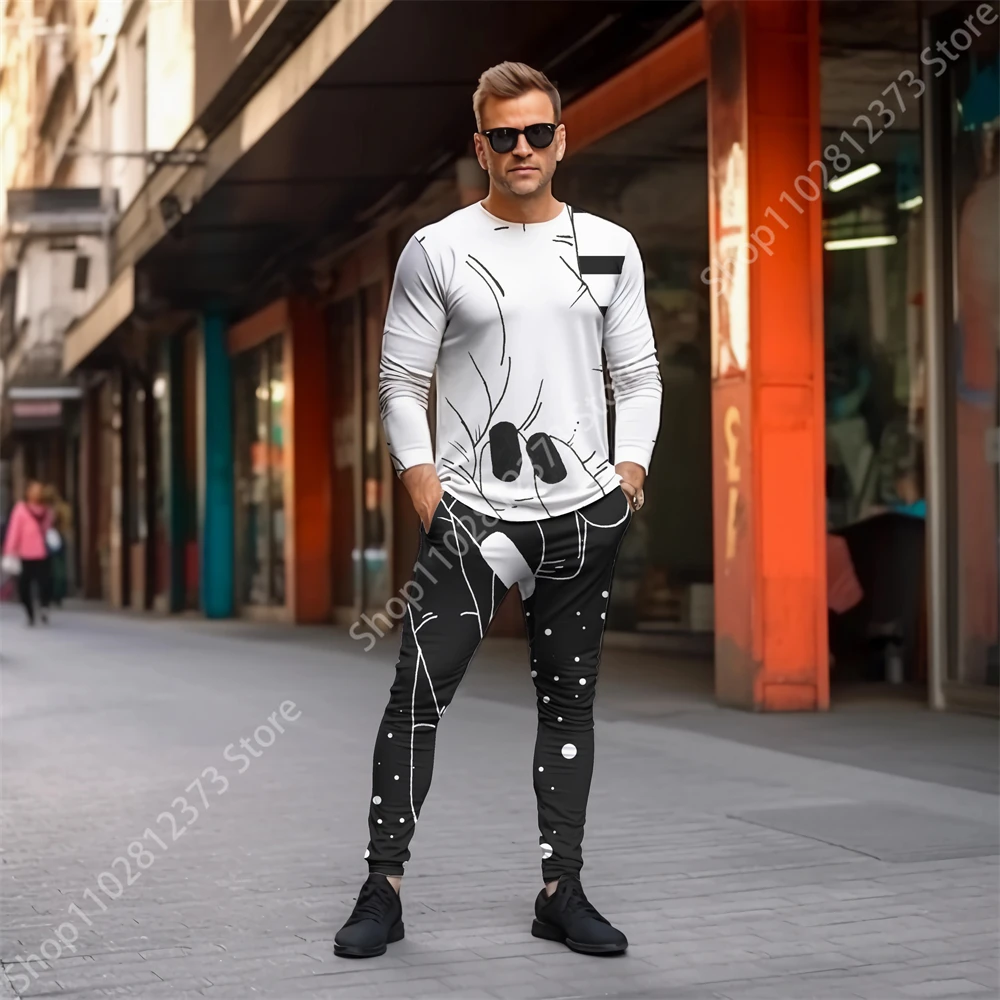 2023 Man Tracksuit Sets Men's Long Sleeve T-shirts Two Piece Set Men Fashion 3D Retro Printing Casual Streetwear Men's Clothing