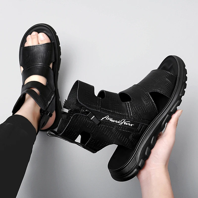 

Men's Shoes Summer Genuine Leather Breathable Men Sandals High Quality Non-Slip Beach Vintage Roman Style Designer Casual Shoes