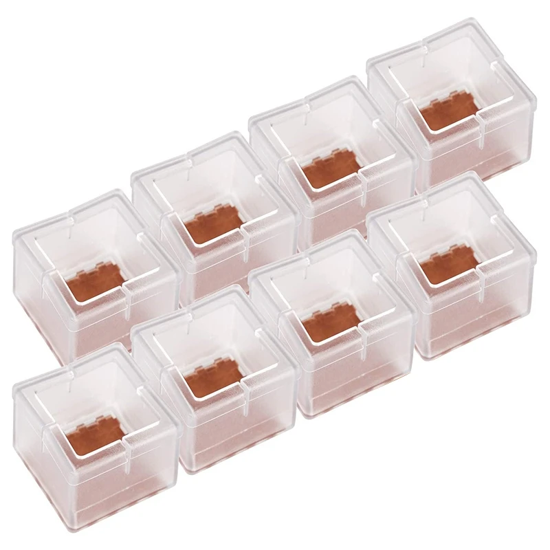 

8Pcs Furniture Silicone Protective Cover Square Silicone Chair Leg Floor Protector Chair Leg Cap Furniture Foot Cover