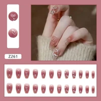 full cover gifts for girls nail patch tools fake nails false nails rhinestones diy manicure patch love heart shaped