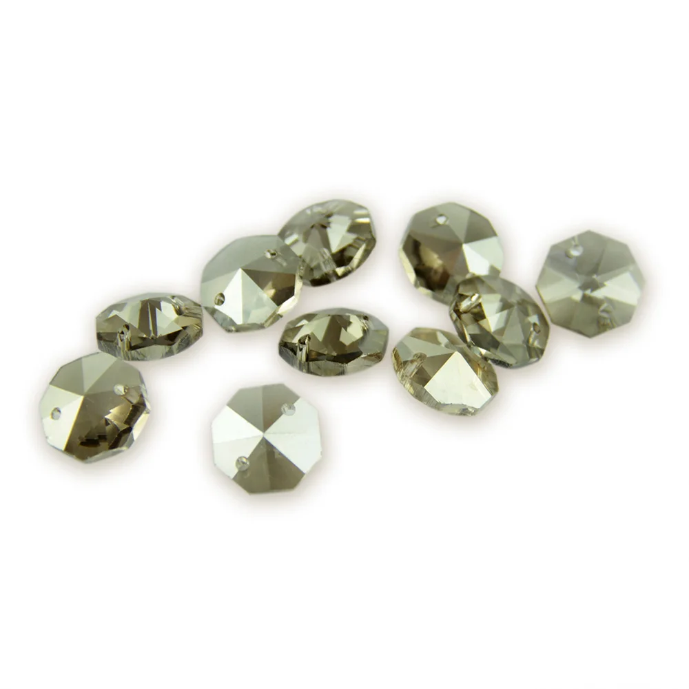 

14mm Cognac Color Octagon Beads In 1 Hole/2 Holes Cut&Faceted Glass Strand Garland Curtain Beads