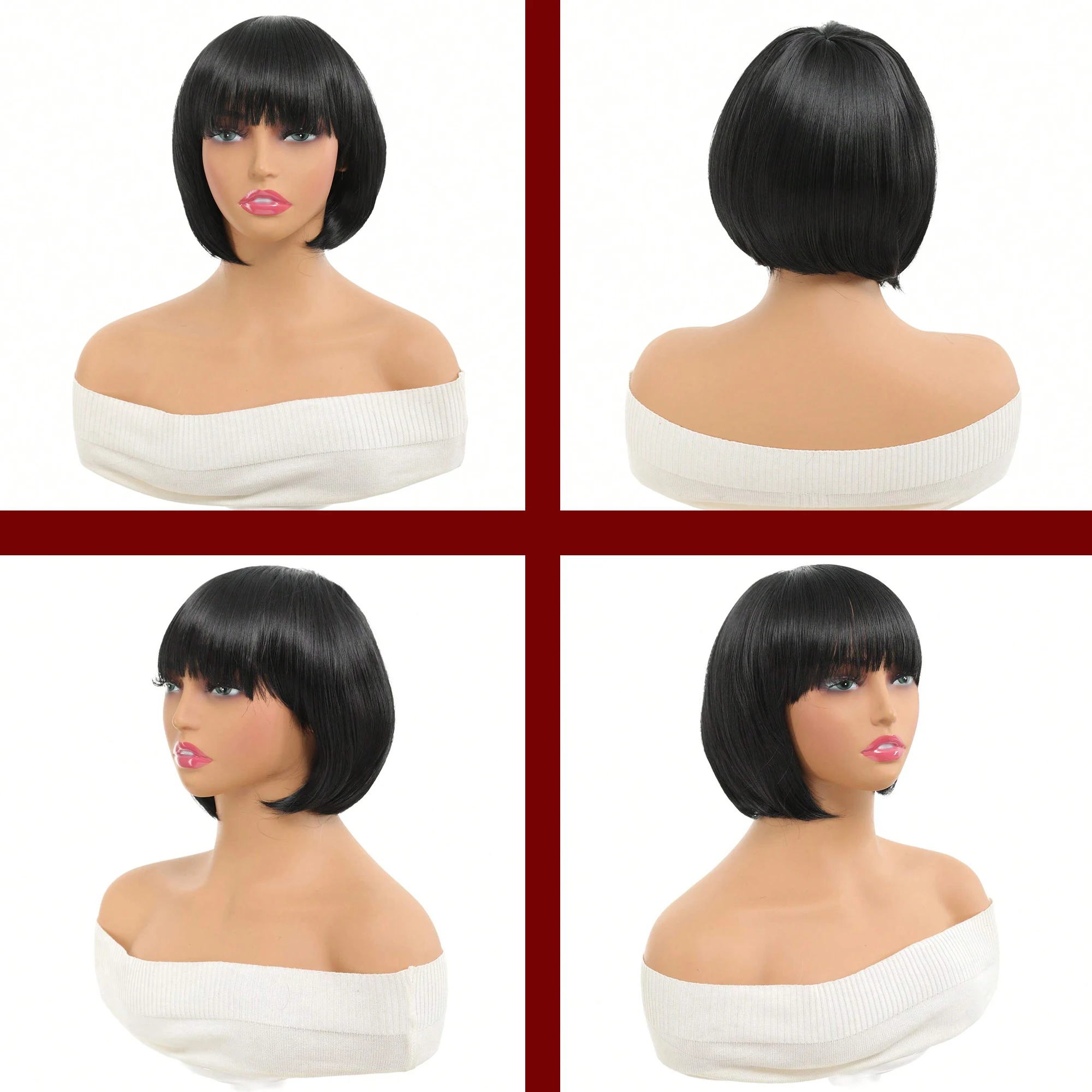 12-дюймовый темно-коричневый парик Бобо — высококачественные синтетические