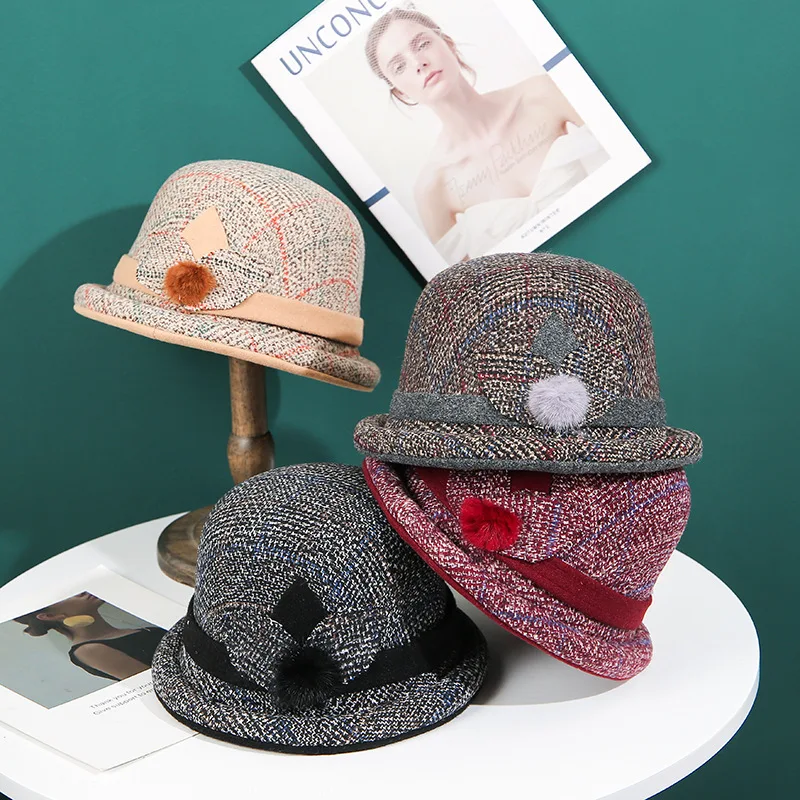 

Шерстяная шапка для раковины на осень и зиму, шапка для раковины, шапка для пожилых женщин, шапка для раковины в стиле старого рыбака, художе...