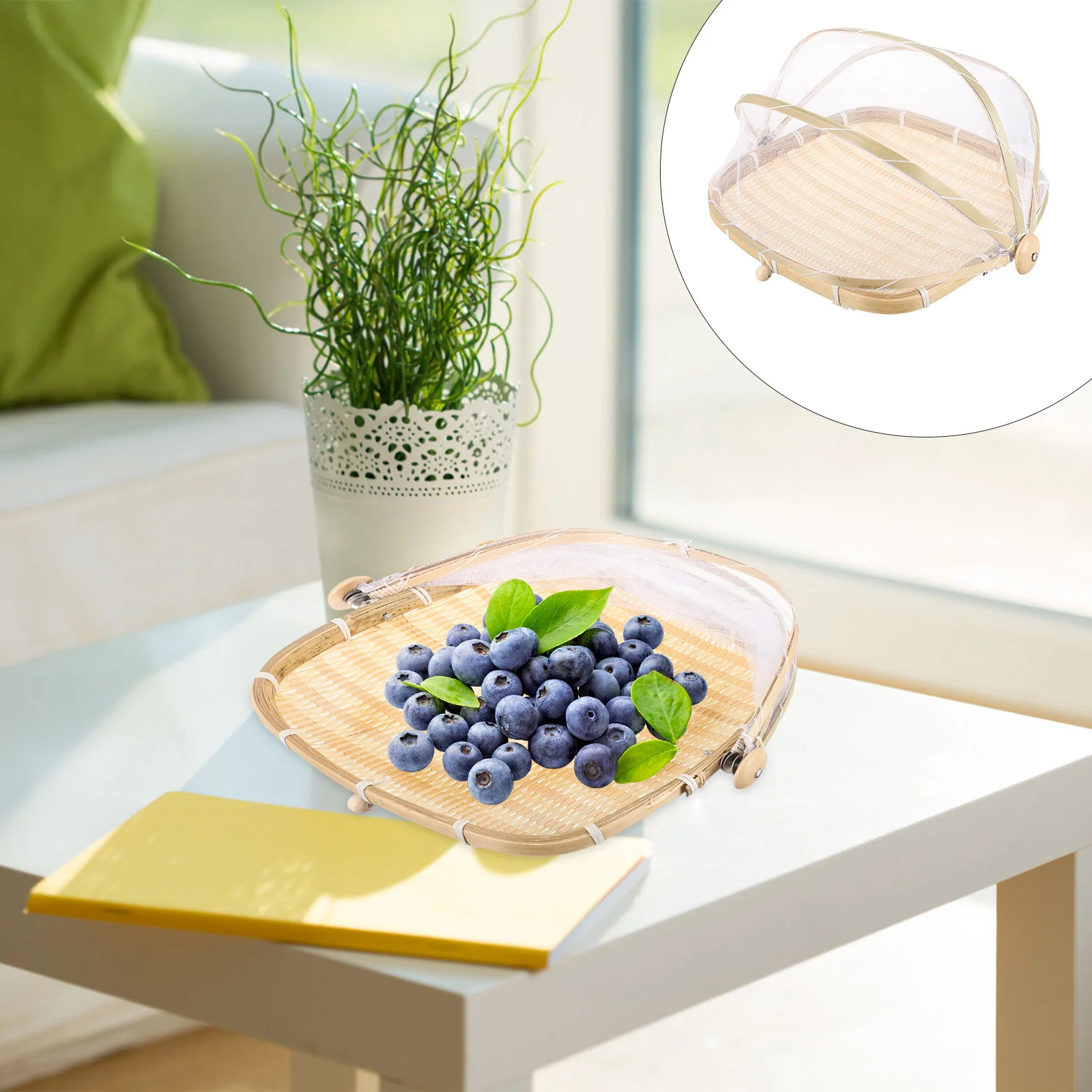 

Food Basket Mesh Covers Decorative Serving Bamboo Outdoor Decor Baskets Drying Tents Fruits Screen Tray Storage