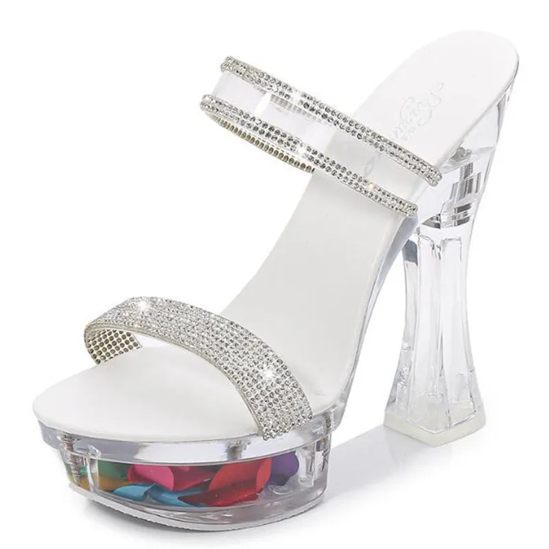 

Женские босоножки на тонком высоком каблуке 14,5 см, летние Брендовые женские туфли-лодочки, ткань с блестками, открытые водонепроницаемые женские босоножки на платформе