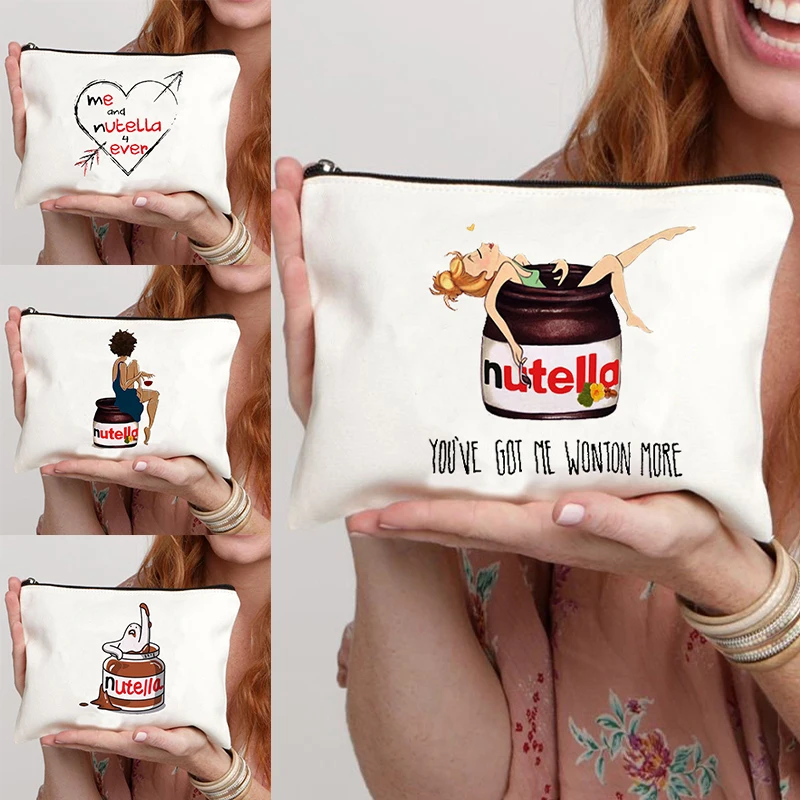 

Косметичка Nutella с принтом, профессиональный чемодан для косметики, органайзер для хранения косметики, женские сумки, Органайзер