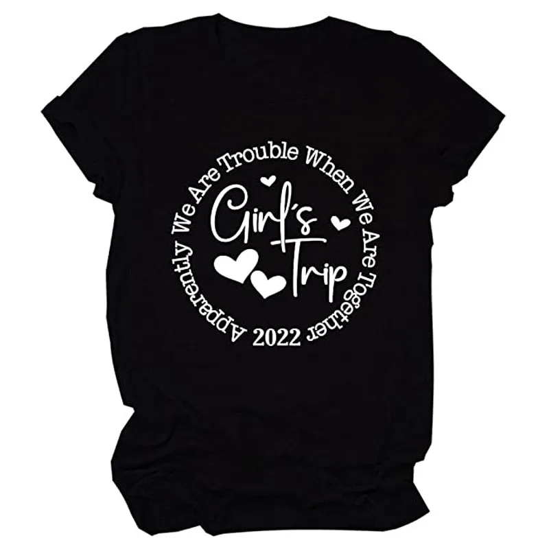 

Girls Trip 2022 Shirts Apparently We Are Trouble When We-Are-Together Shirt Women Funny Best Friend T-Shirt Bestie Tee Tops