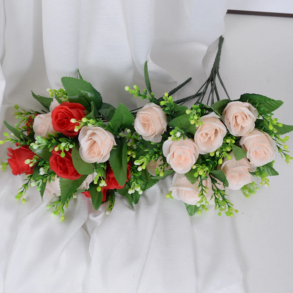 Шелковые красные розы 33 см искусственный цветок для вазы недорогой букет сделай