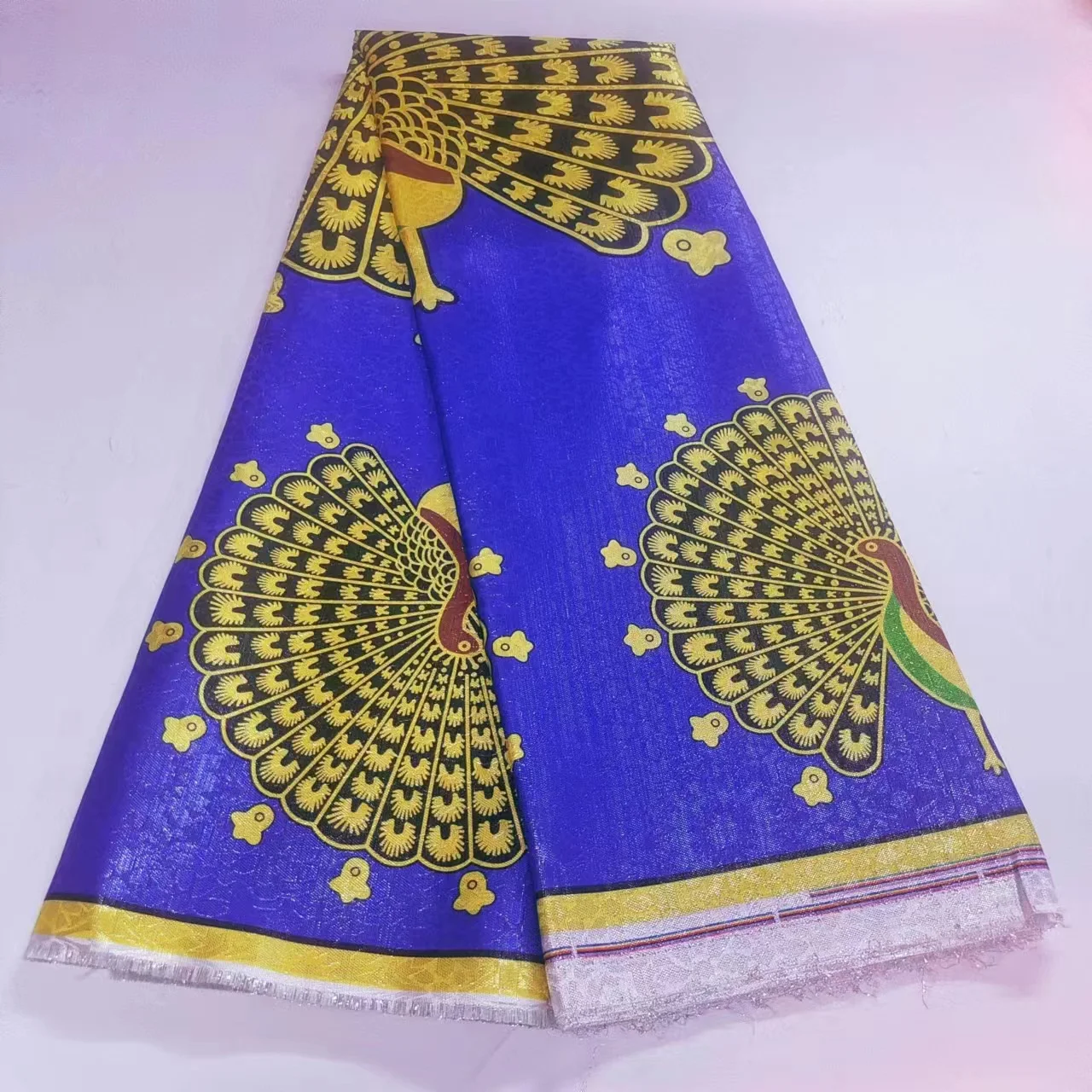 Африканский восковой стиль Kente жаккардовая парчовая кружевная ткань Высокое