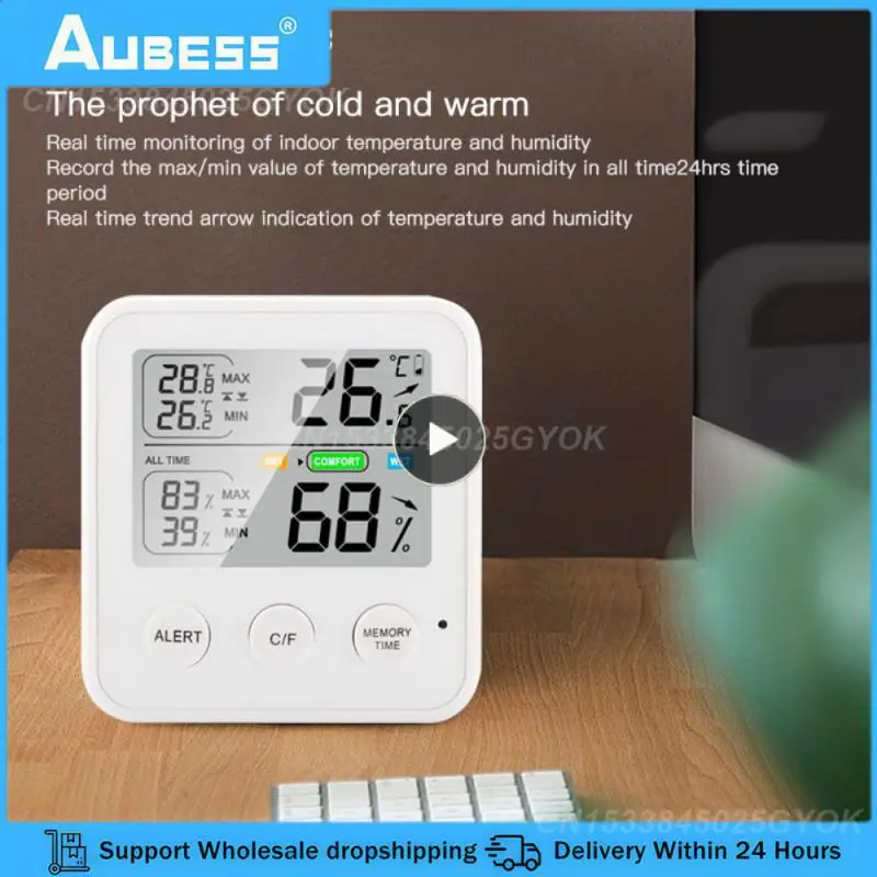 

CoRui Mini Temperature & Humidity Gauge Max Indoor Thermometer Hygrometer Humidity Meter Monitor With Dual Sensors Bor Bed Room