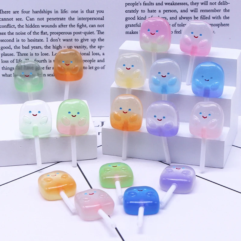

Gradient Color Cute Expression Luminous Lollipop Simulation Food Play Diy Earrings Key Chain Pendant
