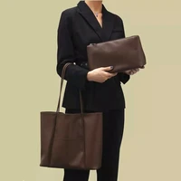 vintage large capacity women messenger bag soft leather 2pcs female shoulder bags set shopping purse and handbags
