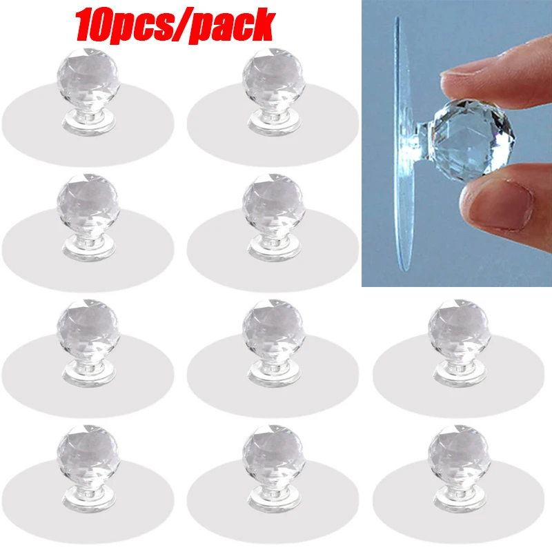 

10pcs Punch-free Crystal Drawer Handle Round Diamond Glass Knobs Cupboard Pulls Drawer Knobs Cabinet Handles Furniture Handle