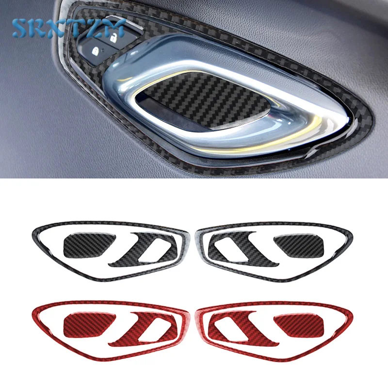 

Car Decal Inner Door Handle Bowl Cover Trim Stickers Carbon Fiber For Chevrolet Camaro 2017 2018 2019 Auto Interior Accessories