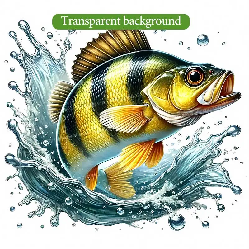 

ПВХ наклейка с окунем, желтый, Cartoon, M1275