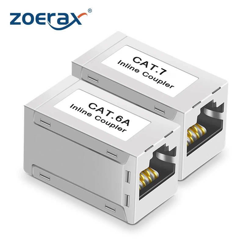 Экранированный соединитель RJ45 ZoeRax, встроенная фотосессия, адаптер-удлинитель Ethernet Женский к женскому, Cat7 Cat6/Cat5e кабель Ethernet